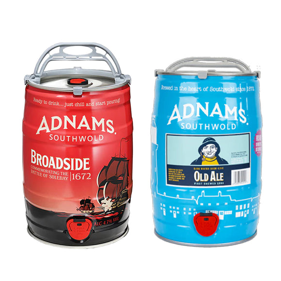 Adnams Mini Keg Pair | Broadside 4.7% Premium Bitter & Old Ale 4.1% Mild | 2 x 5L Mini Kegs