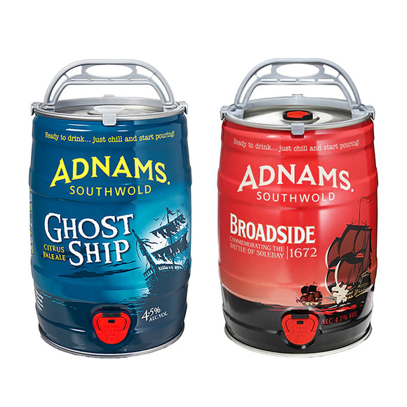 Adnams Mini Keg Pair | Ghost Ship 4.5% Citrus Pale Ale & Broadside 4.7% Premium Bitter | 2 x 5L Mini Kegs