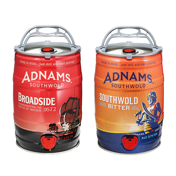 Adnams Mini Keg Pair | Broadside 4.7% Premium Bitter & Southwold Bitter 3.7% | 2 x 5L Mini Kegs