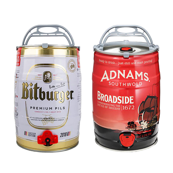 Mini Keg Pair | Bitburger Premium German Pils 4.8% & Adnams Broadside Bitter 4.7% | 2 x 5L Mini Kegs