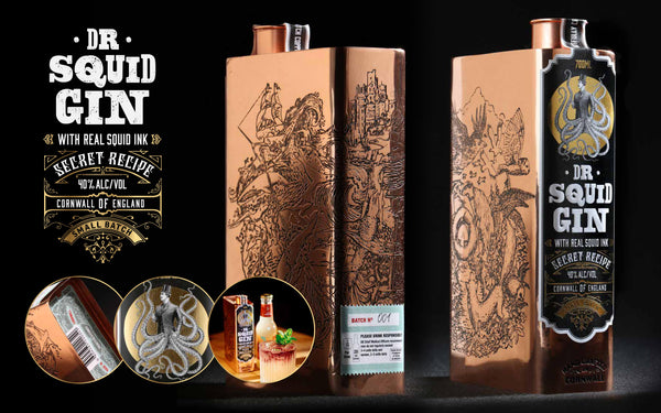 Pocketful of Stones - Dr Squid Gin in Copper Plated Flask 70cl