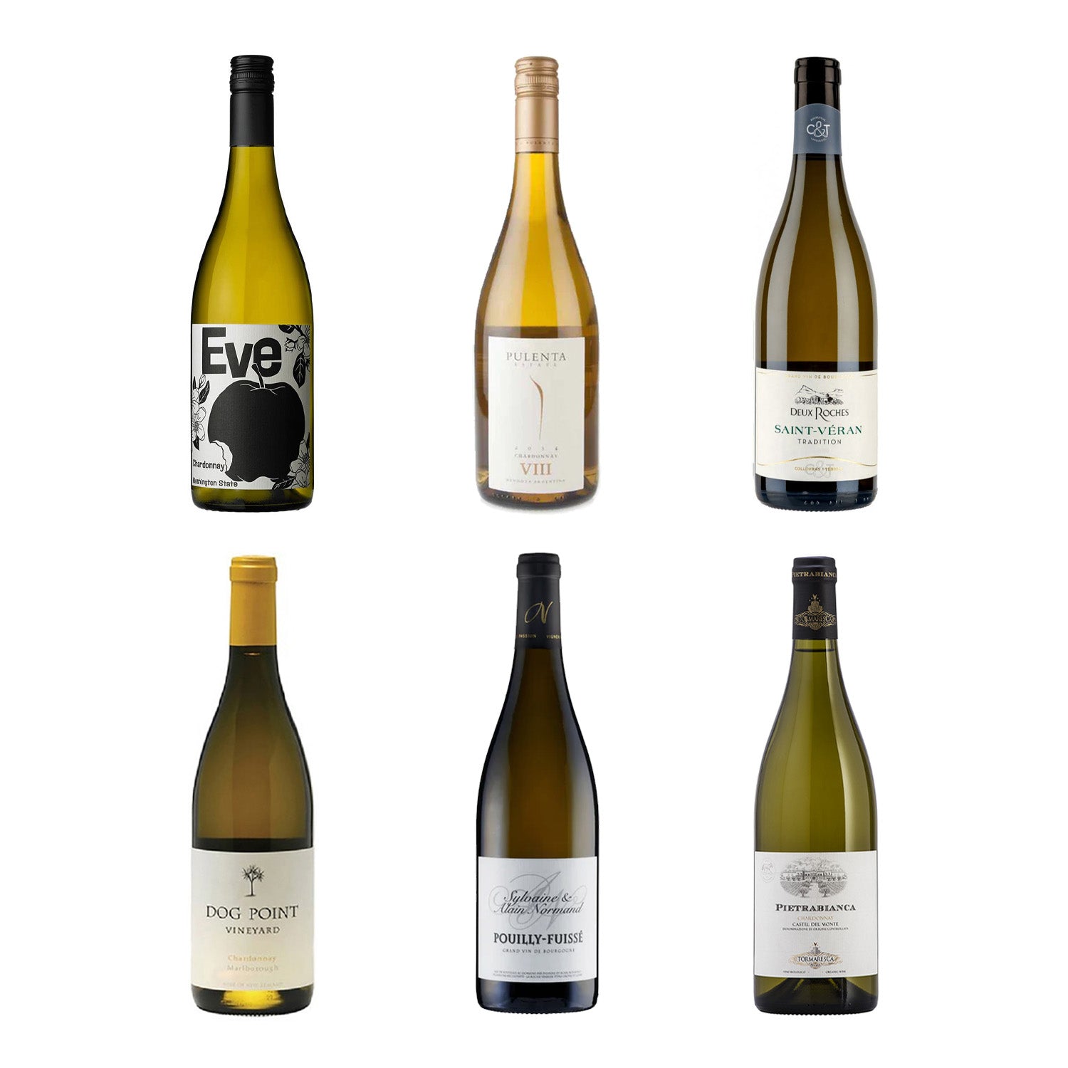 Premium Chardonnay Wine Selection 6 Bottles Twelve Green Bottles Wine