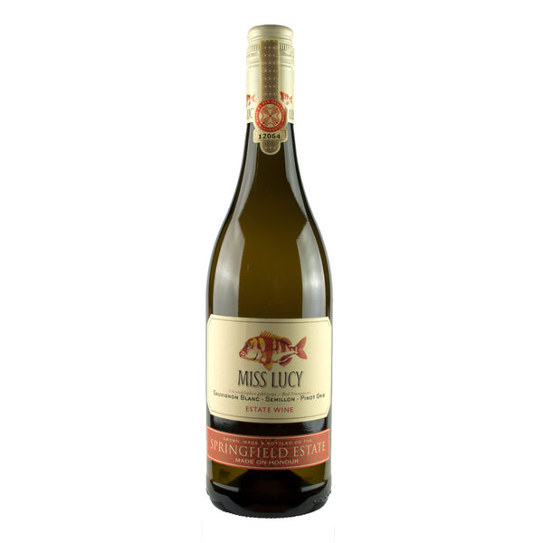 A crisp, refreshing, flinty white wine from the Western Cape. Springfield Miss Lucy.