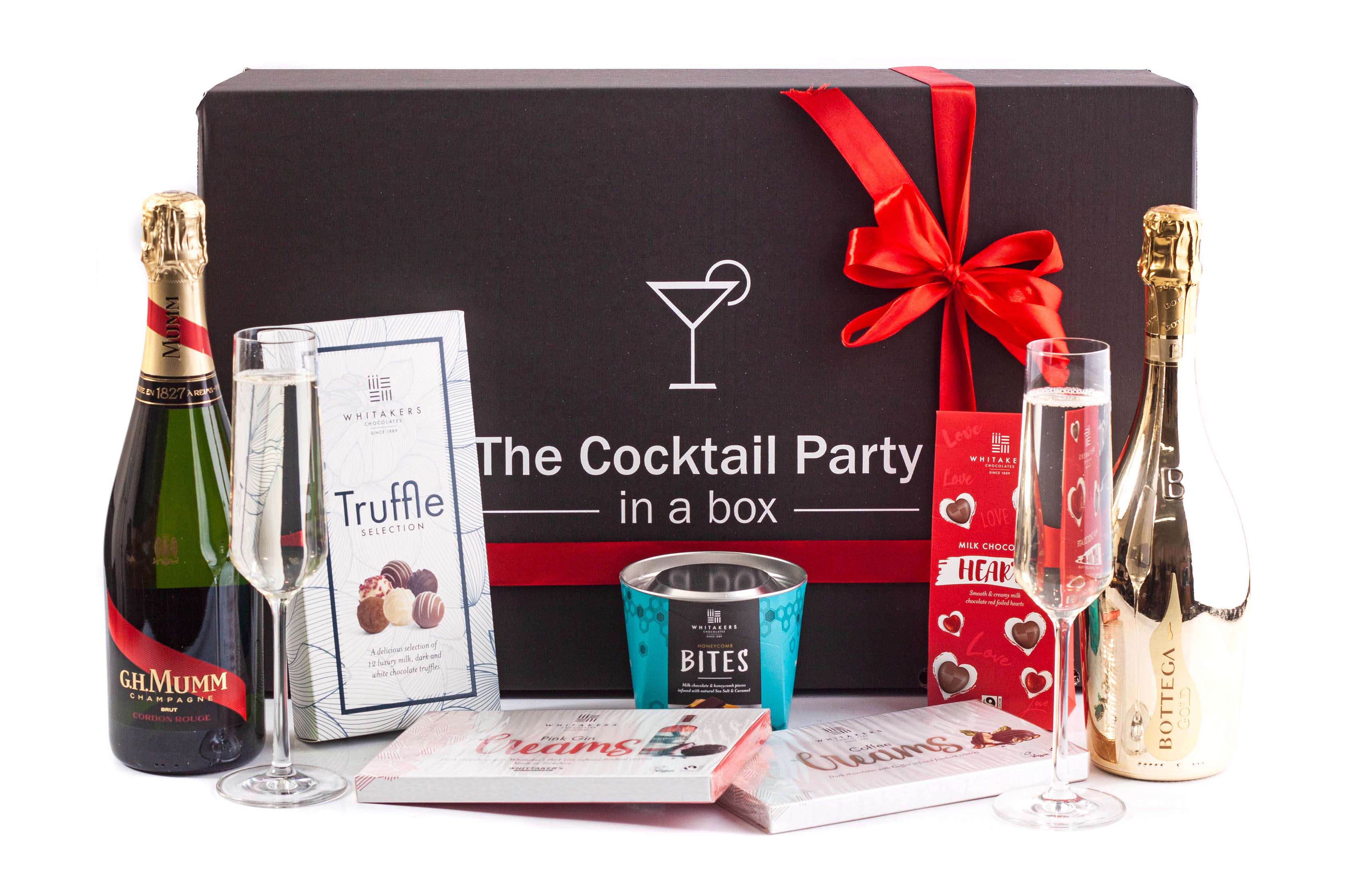 The Chocolate and Bubbly Cocktail Party Box Twelve Green Bottles Wine