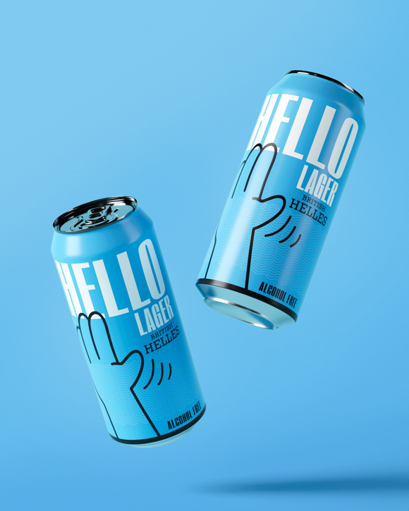 HELLO LAGER | British Helles-Style Lager | Alcohol Free 0.5% ABV | Feel-Good Vibe Blend | Vegan & Gluten Free