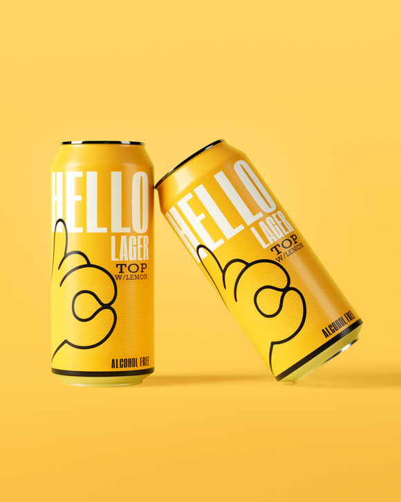 HELLO LAGER | British Helles-Style Lager | Alcohol Free 0.5% ABV | Tangy Lemon + Feel-Good Vibe Blend | Vegan & Gluten Free