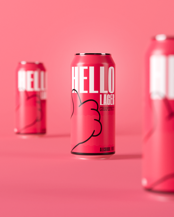 HELLO LAGER | British Helles-Style Lager | Alcohol Free 0.5% ABV | Zesty Grapefruit + Feel-Good Vibe Blend | Vegan & Gluten Free