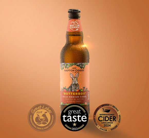 Napton Cidery – Butterbox Bold Medium Cider | 5.4% Slightly Sparkling 500ml Glass Bottle