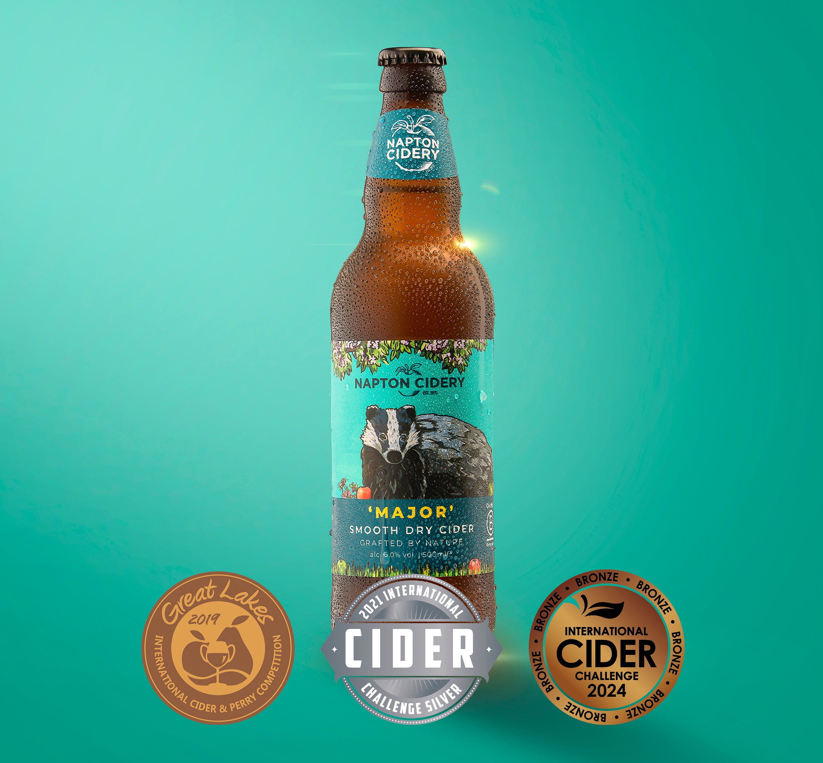 Napton Cidery – Major Smooth Dry Cider | 6.0% ABV Slightly Sparkling Cider 500ml Glass Bottle