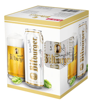 Bitburger Premium German Pils 4 Can and Stein Glass Gift Pack