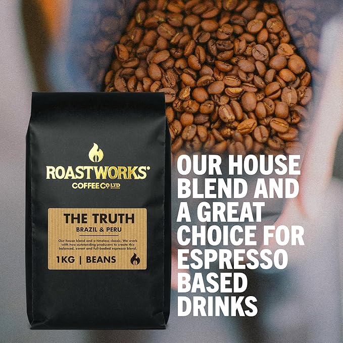 Roastworks - The Truth 1KG Whole Coffee Beans – Balanced, Sweet Coffee with Notes of Chocolate and Caramel