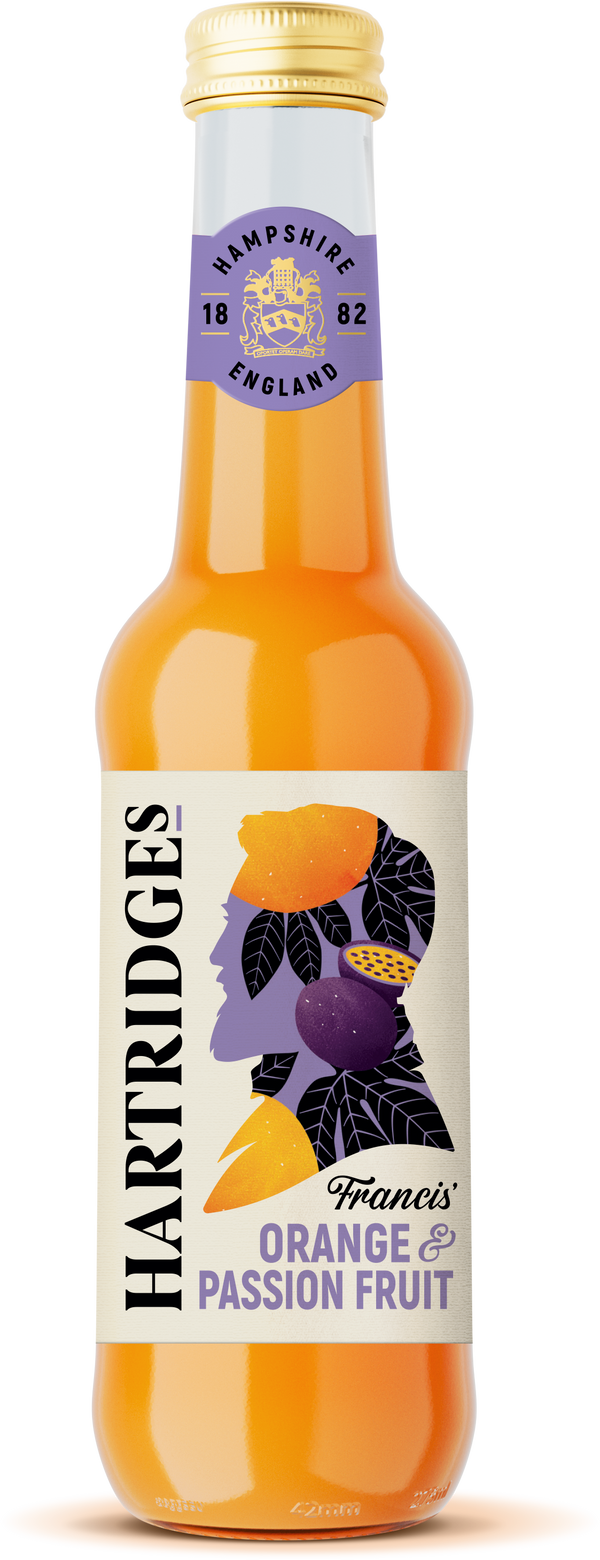 Hartridges Orange & Passionfruit Juice (275ml) Glass Bottles Twelve