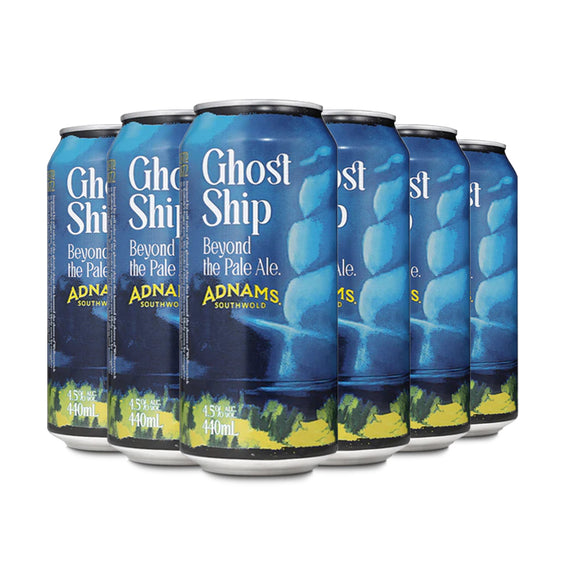 Adnams Ghost Ship Citrus Pale Ale 4.5% 440ml Cans - with free Ghost Ship Pint Glass