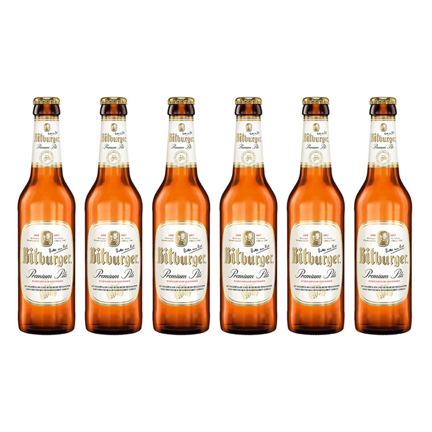 Bitburger Premium German Pils 4.8% - 330ml Glass Bottles | Twelve Green ...
