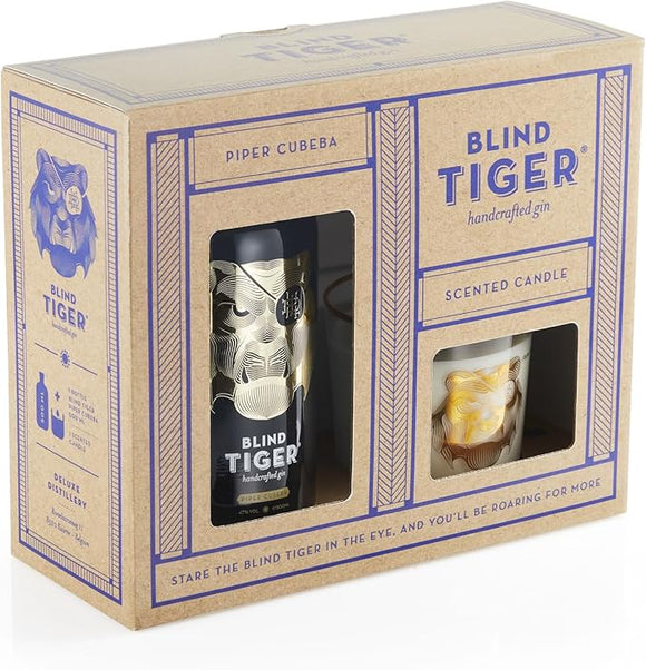 Blind Tiger - Piper Cubeba Gin and Candle, 47% ABV, 50cl - Bottle Gift Pack with Scented Candle