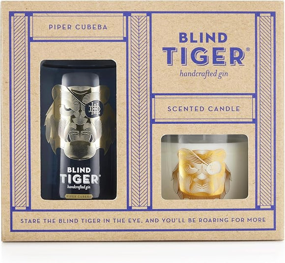 Blind Tiger - Piper Cubeba Gin and Candle, 47% ABV, 50cl - Bottle Gift Pack with Scented Candle