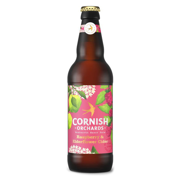 Cornish Orchards 4 Raspberry & Elderflower Cider 50cl Twelve Green