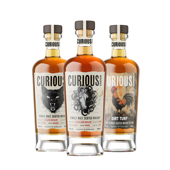 Curious Whiskies | Ben Nevis, Craigellachie & Dirt Turf | Single Malt & Peated Malt Whisky Set | 46% ABV | Highland, Speyside & Islay Whisky | 3 x 70cl