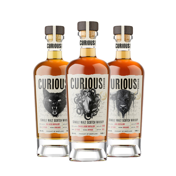 Curious Whiskies | Ben Nevis, Craigellachie & Jura Distillery | Single Malt Scotch Whisky Set | 46% ABV | 3 x 70cl