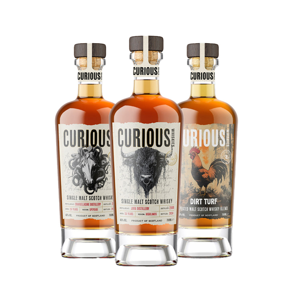 Curious Whiskies | Craigellachie, Jura & Dirt Turf | Single Malt & Peated Malt Whisky Set | 46% ABV | Speyside, Highland & Islay Whisky | 3 x 70cl