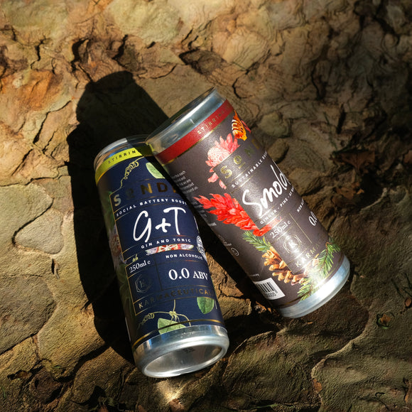 Karmaceuticals – Sonder G&T and Smolder Alcohol-Free Cocktail Cans Bundle - 6 of each - 0% ABV