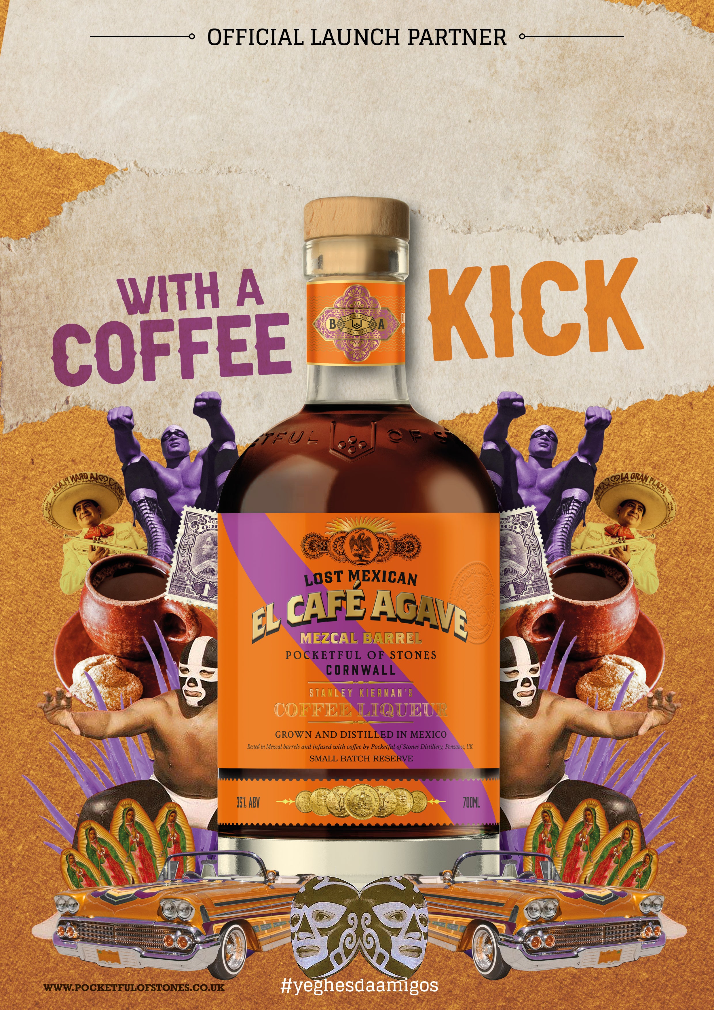 Pocketful of Stones – Lost Mexican Mezcal Barrel 35% ABV El Café Cornish Agave Coffee Liqueur 70cl