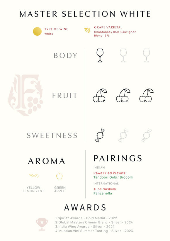 Fratelli Vineyards Master Selection White 12.5% ABV Chardonnay Sauvignon Blanc 75cl