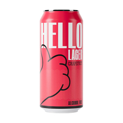 HELLO LAGER | British Helles-Style Lager | Alcohol Free 0.5% ABV | Zesty Grapefruit + Feel-Good Vibe Blend | Vegan & Gluten Free