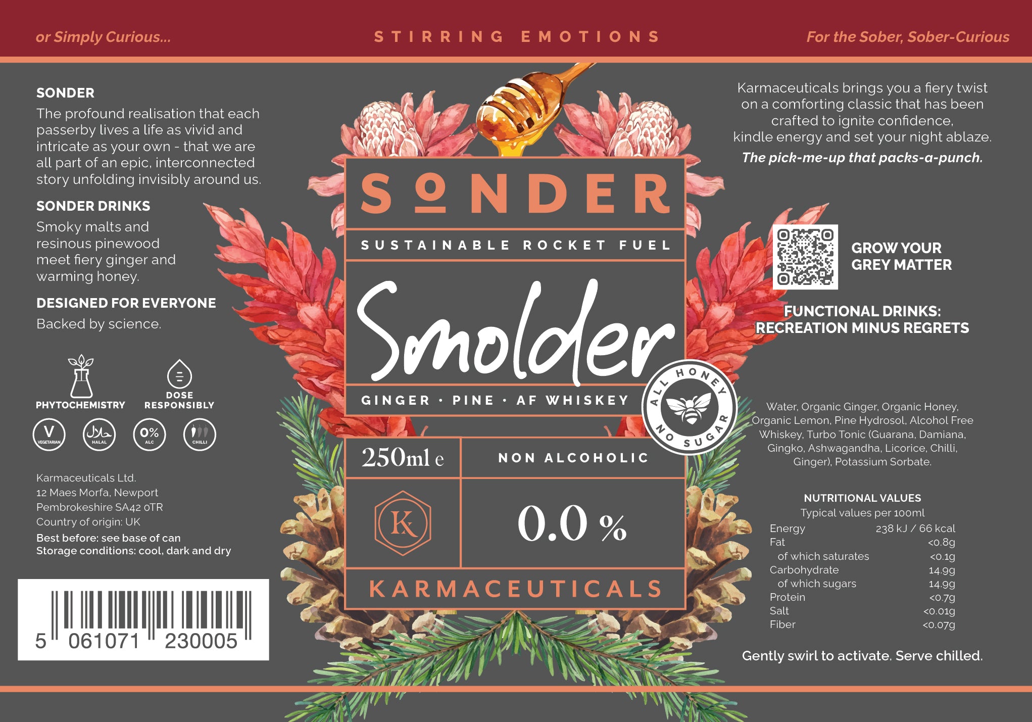 Karmaceuticals – Sonder Social Battery Booster 0% ABV – Smolder Cocktail Cans