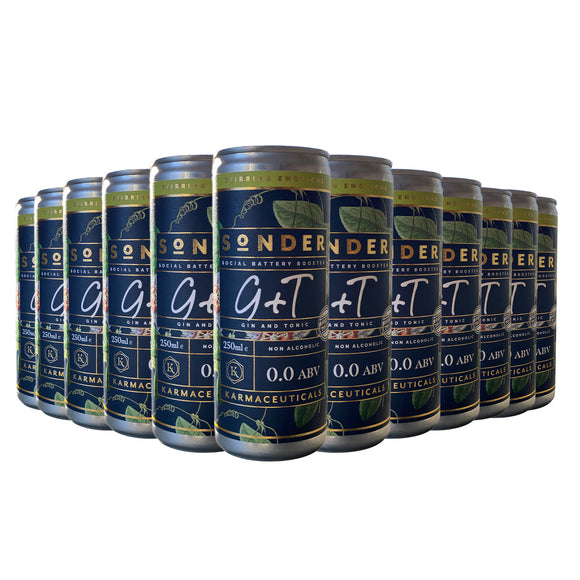 Karmaceuticals – Sonder G&T and Smolder Alcohol-Free Cocktail Cans Bundle - 12 of each - 0% ABV
