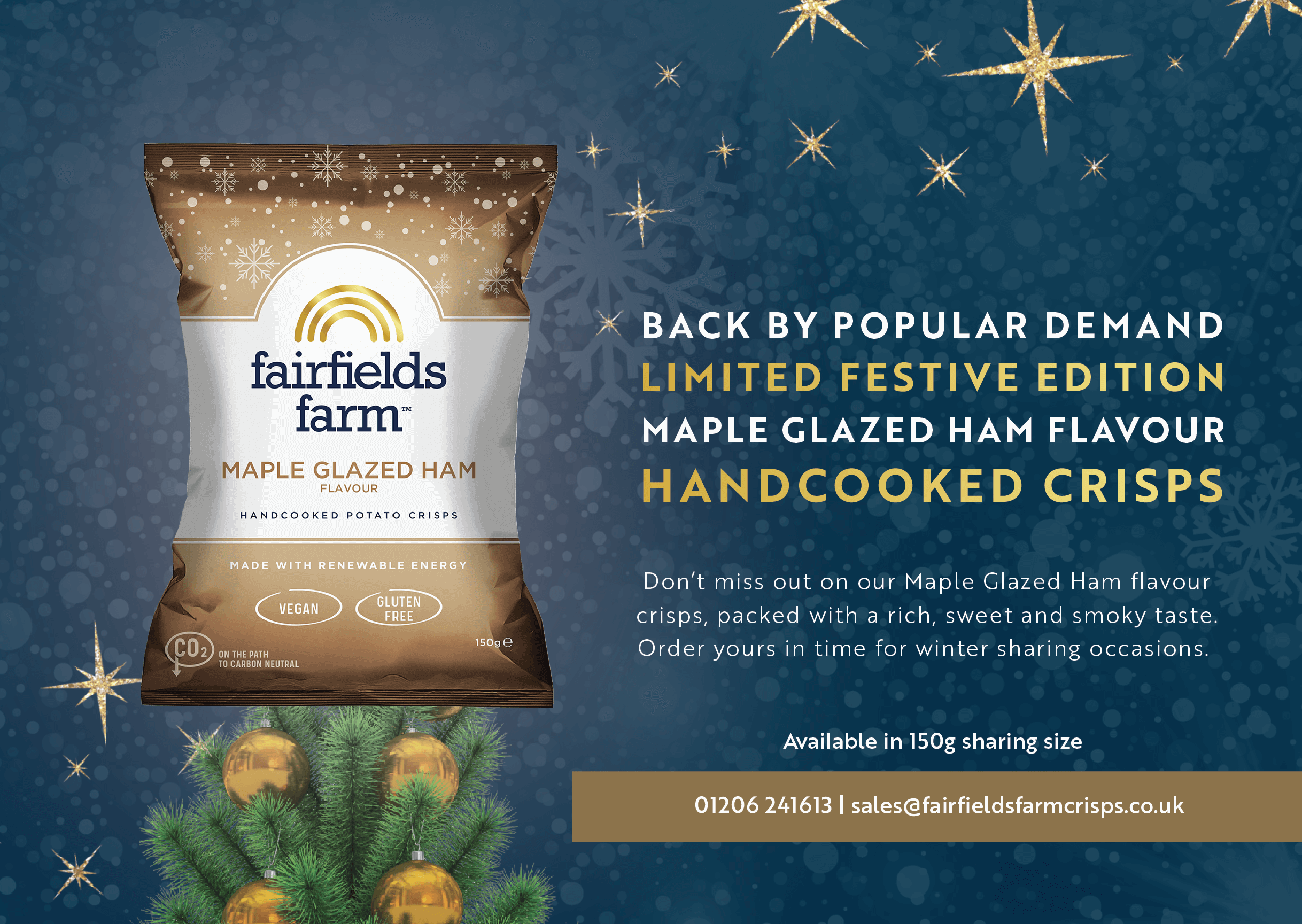 Fairfields Farm Crisps – Maple Glazed Ham Hand Cooked Potato Crisps 150g