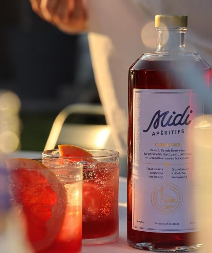 Midi Aperitifs Classic Red Gift pack | 70cl Bottle with 2 Glasses | ABV 21% | Juicy Mediterranean Aperitif