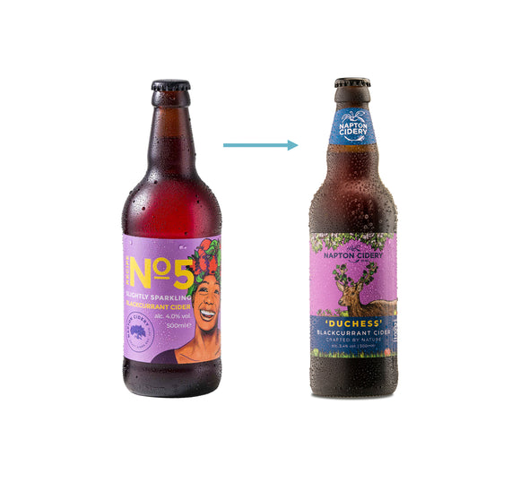 Napton Cidery – Duchess Blackcurrant Cider | 3.4% ABV Slightly Sparkling Cider 500ml Glass Bottle
