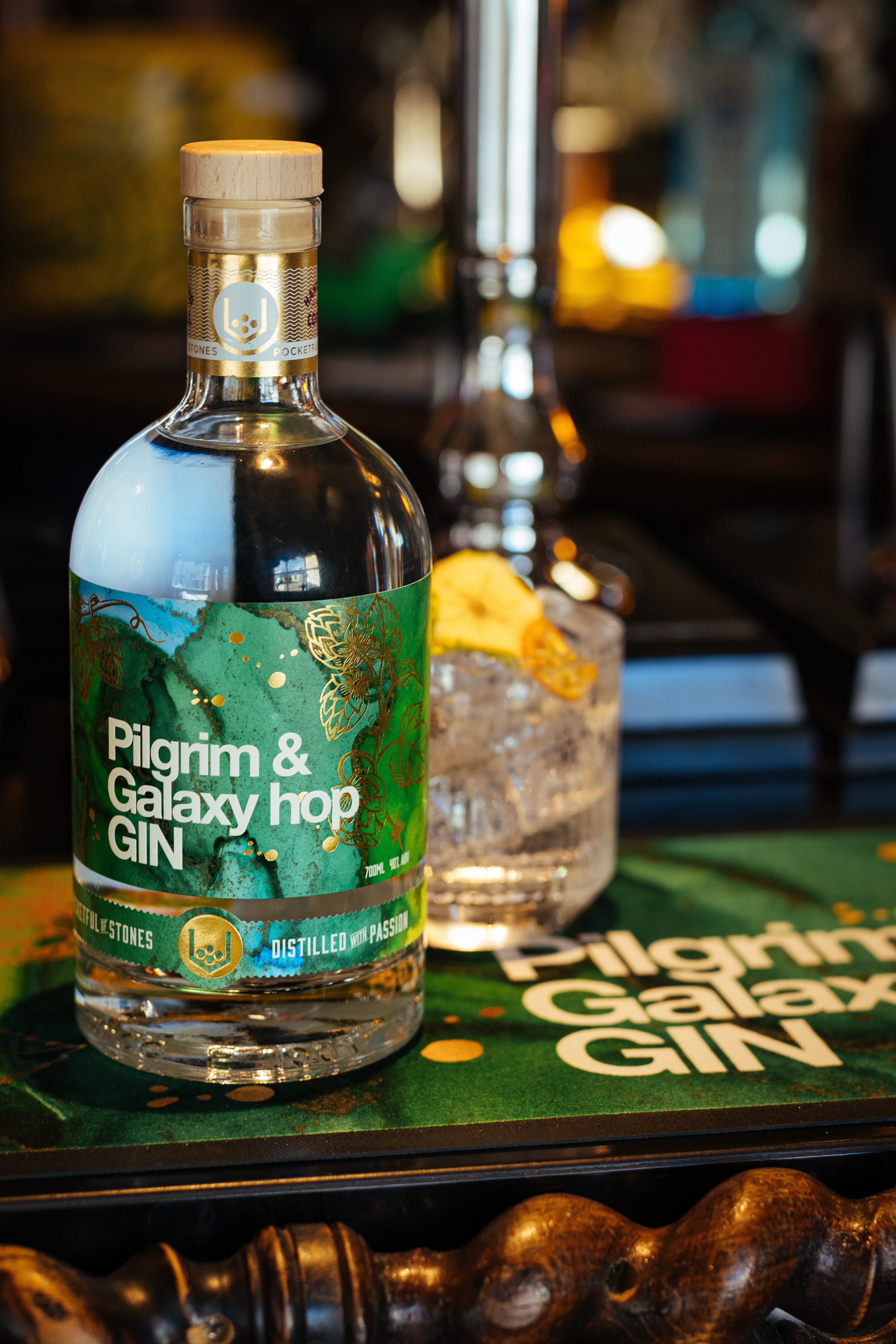 Pocketful of Stones – Pilgrim & Galaxy Hop Gin 40% ABV Cornish Gin 70cl