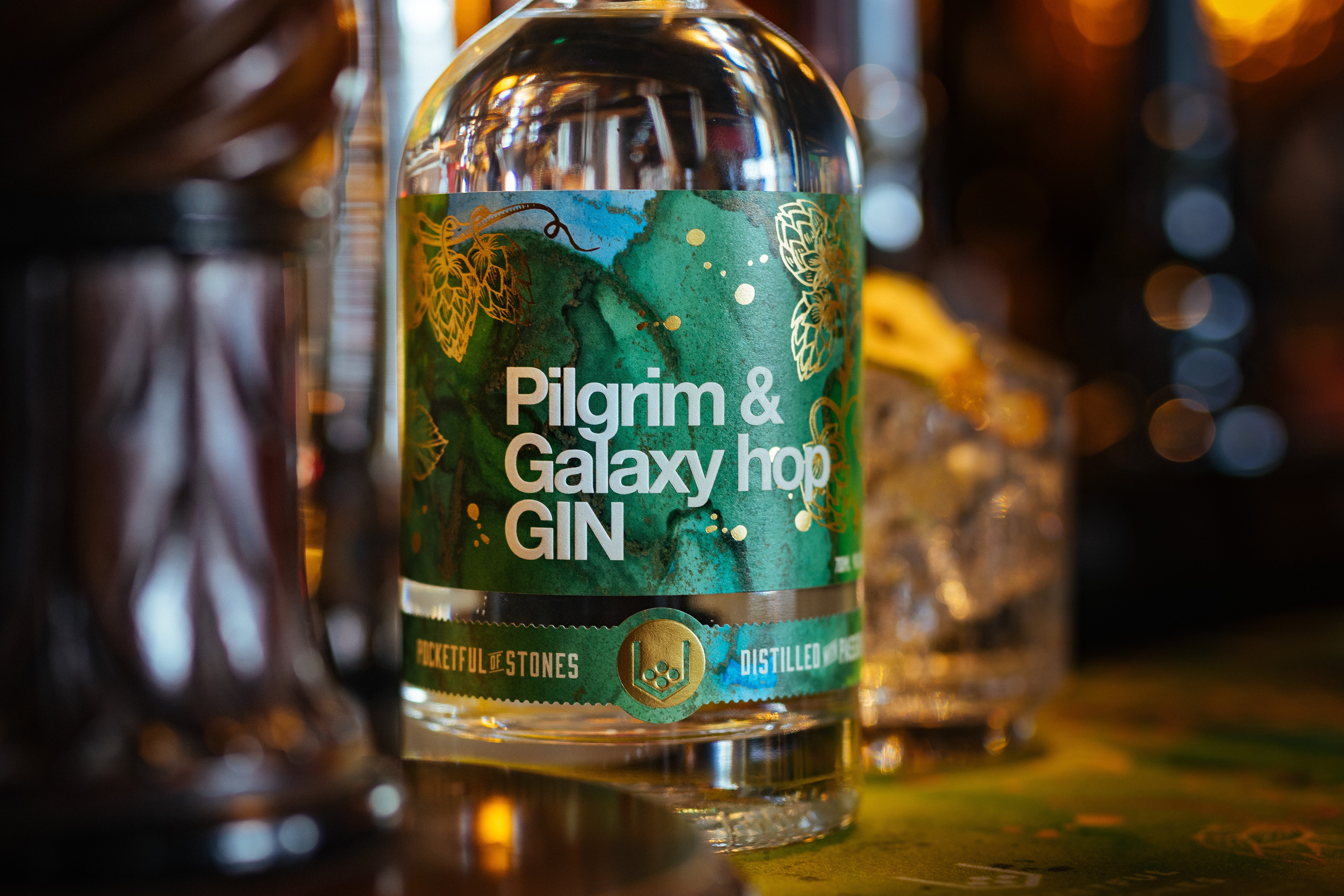 Pocketful of Stones – Pilgrim & Galaxy Hop Gin 40% ABV Cornish Gin 70cl