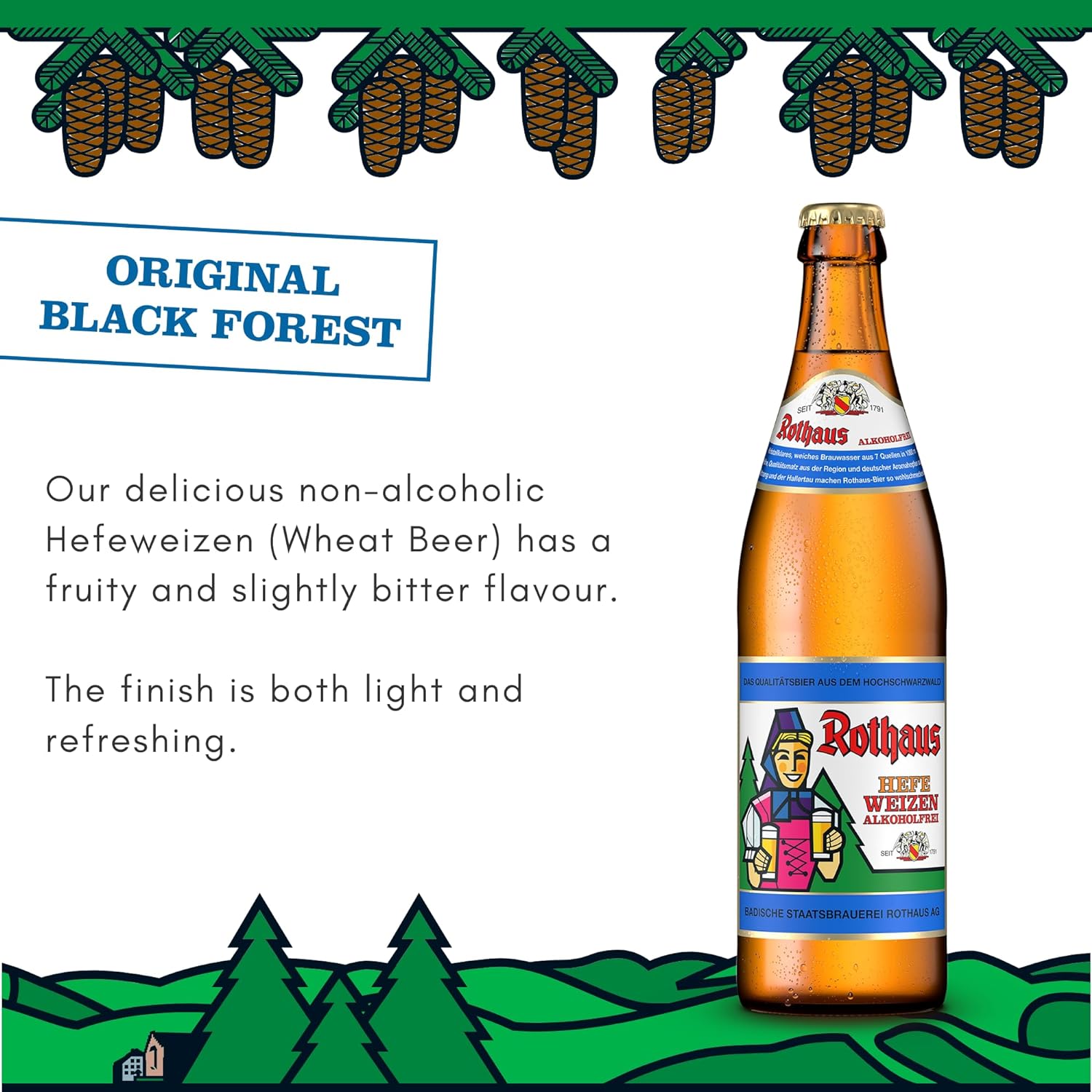 Rothaus Alcohol Free Wheat Beer (Hefeweizen) 0.5% ABV - 500ml Glass Bottles