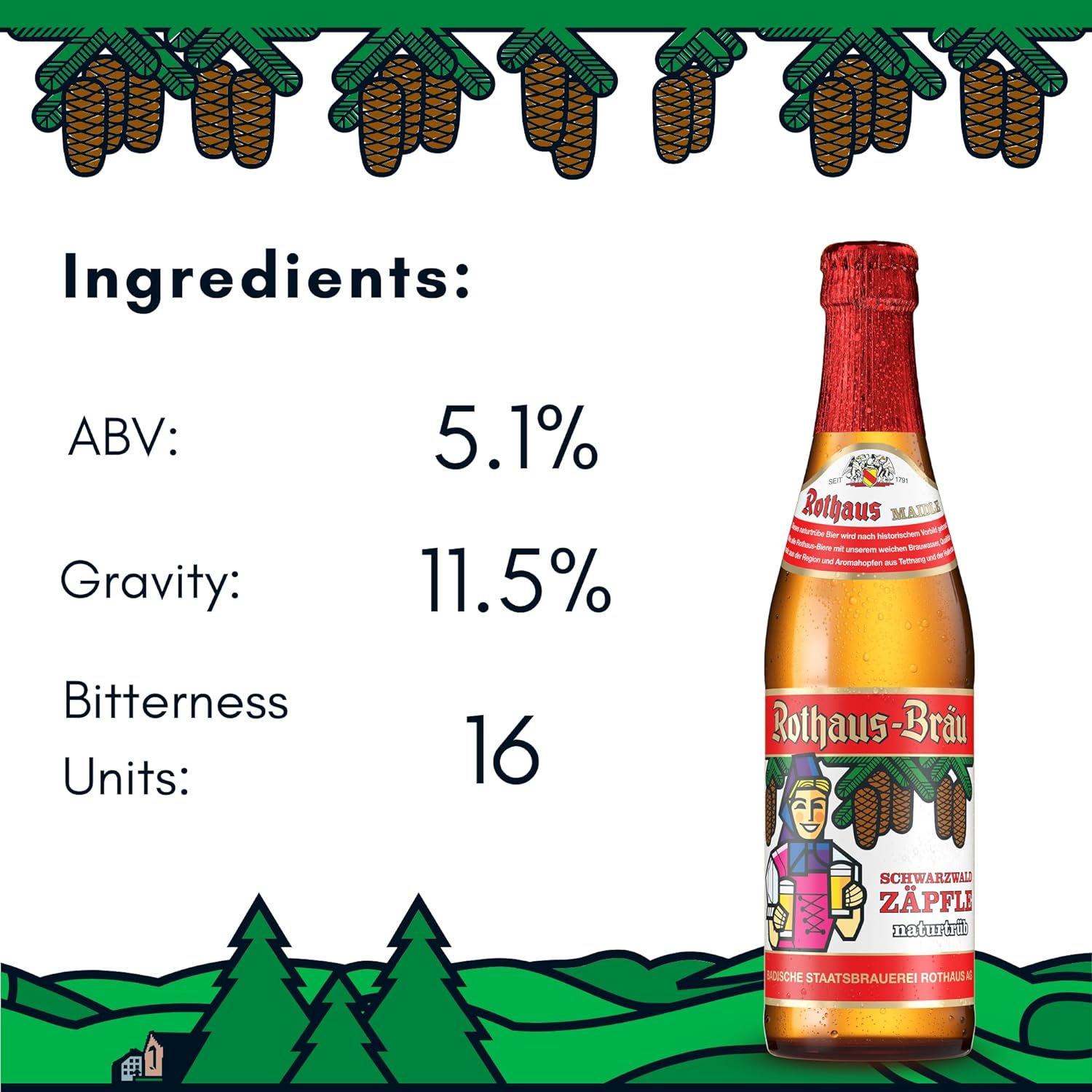 Rothaus Black Forest Maidle (Schwarzwald Maidle Naturtrüb) 5.1% - 330ml Glass Bottles