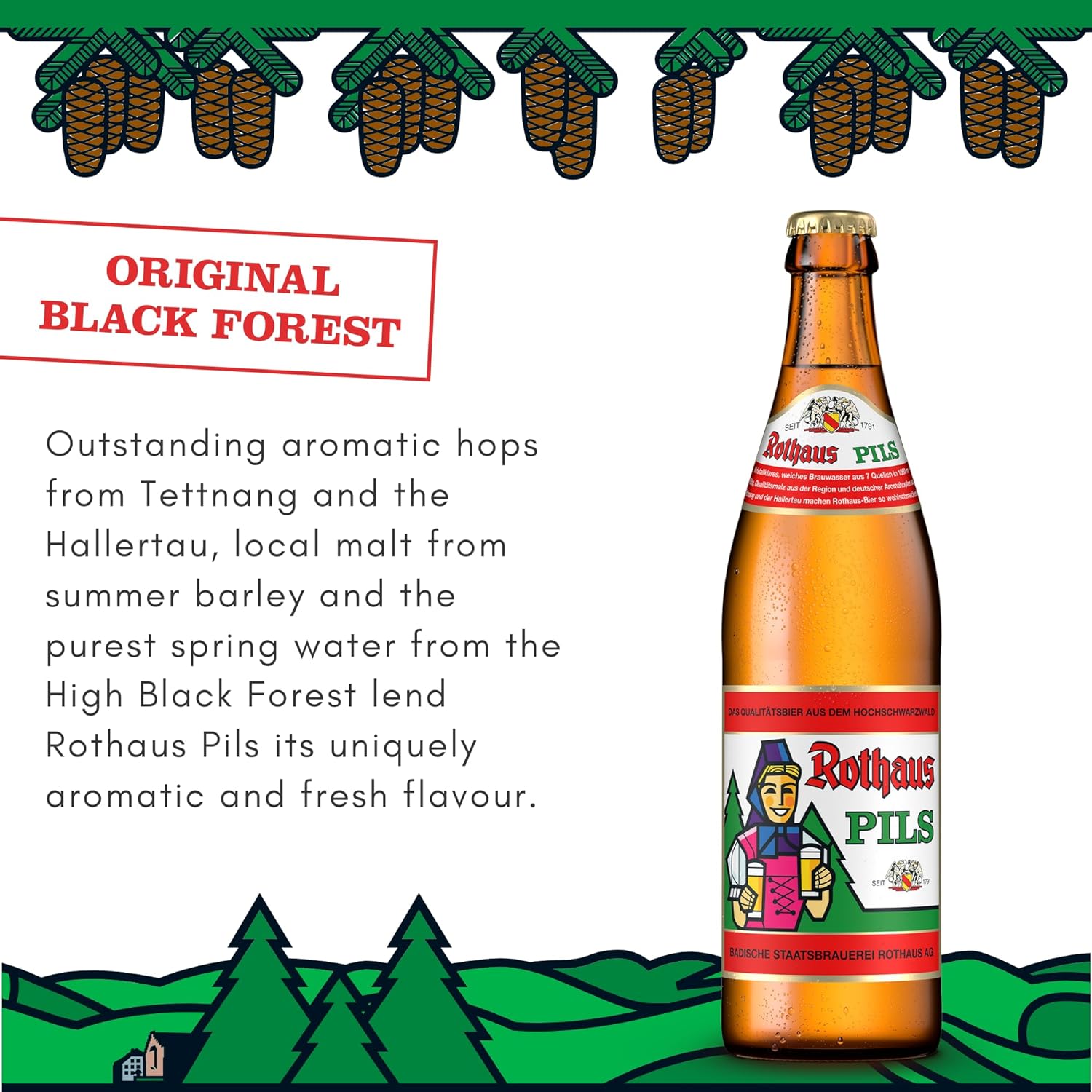 Rothaus Pils 5.1% German Pilsner - 500ml Glass Bottles
