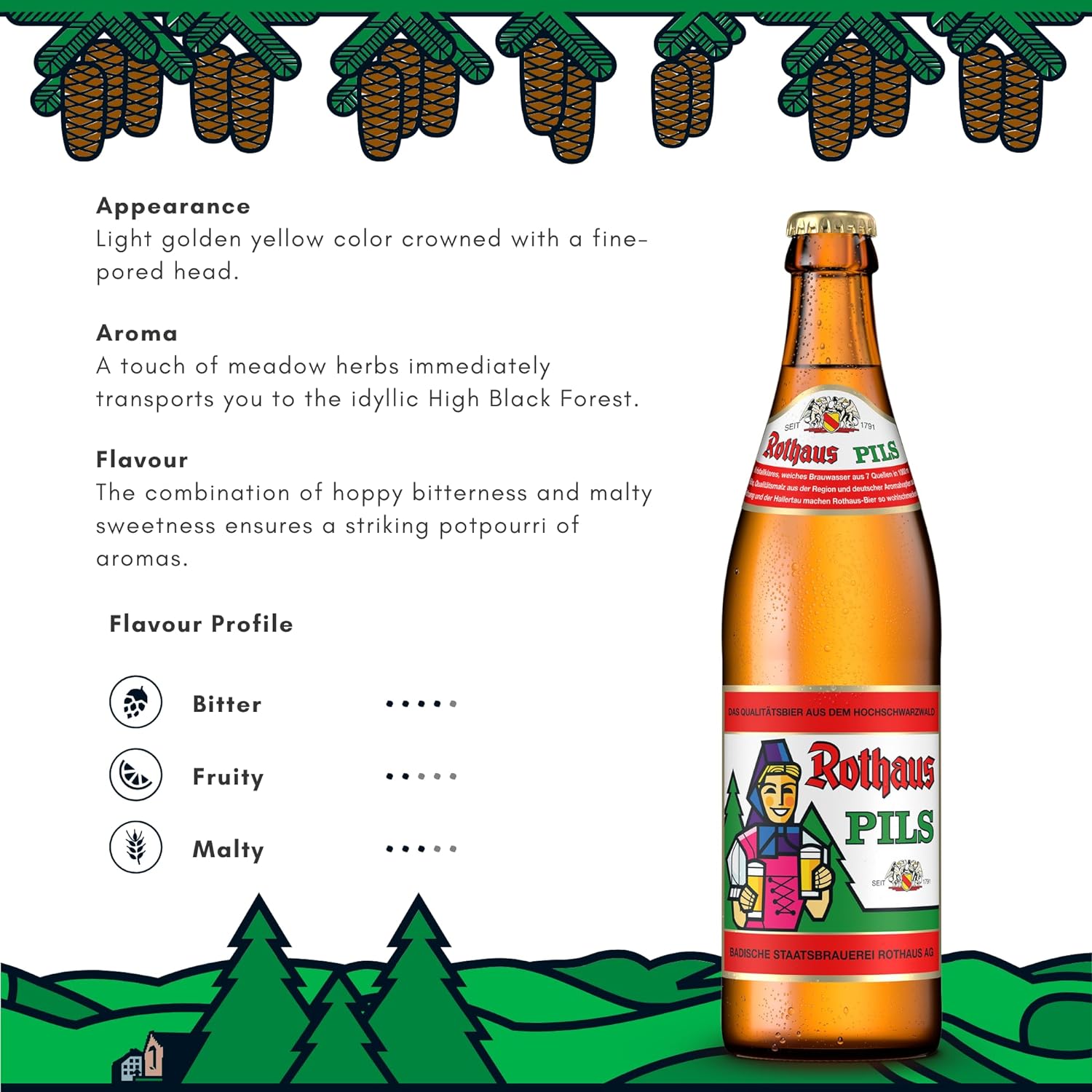 Rothaus Pils 5.1% German Pilsner - 500ml Glass Bottles