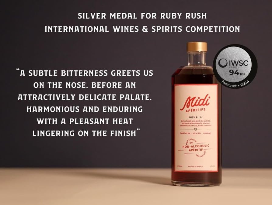Midi Aperitifs Ruby Rush 70cl Bottle | ABV 0% | Verjus-based Non-Alcoholic Aperitif