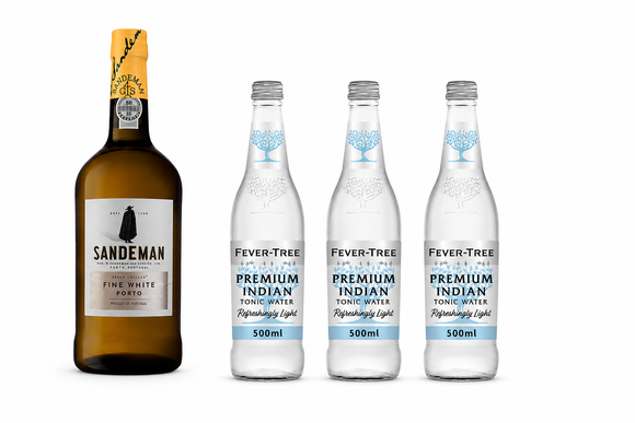 Sandeman Fine White Port & Light Tonic Bundle | White Porto with 3 Refreshingly Light Indian Tonic Waters