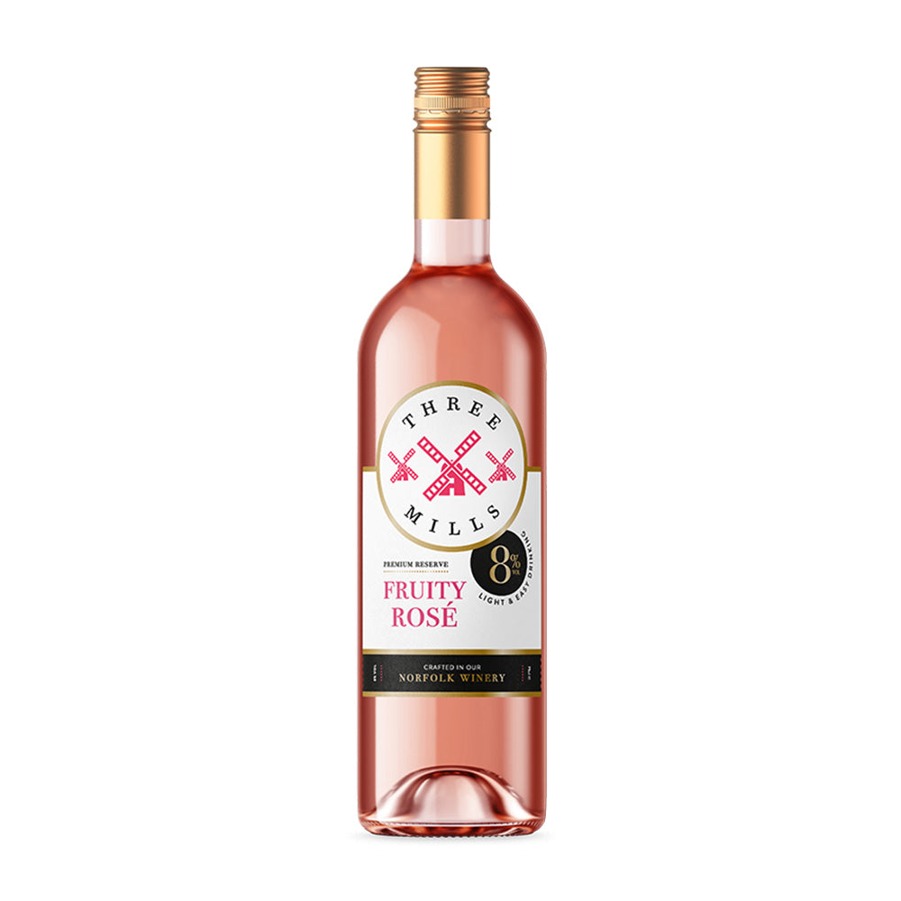 Three Mills 8% ABV Premium Reserve British Made Fruity Rosé Wine 75cl