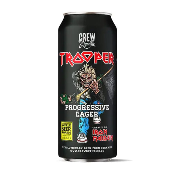 Trooper x Crew Republic Progressive 5% ABV Lager – Created by Iron Maiden - 500ml Can