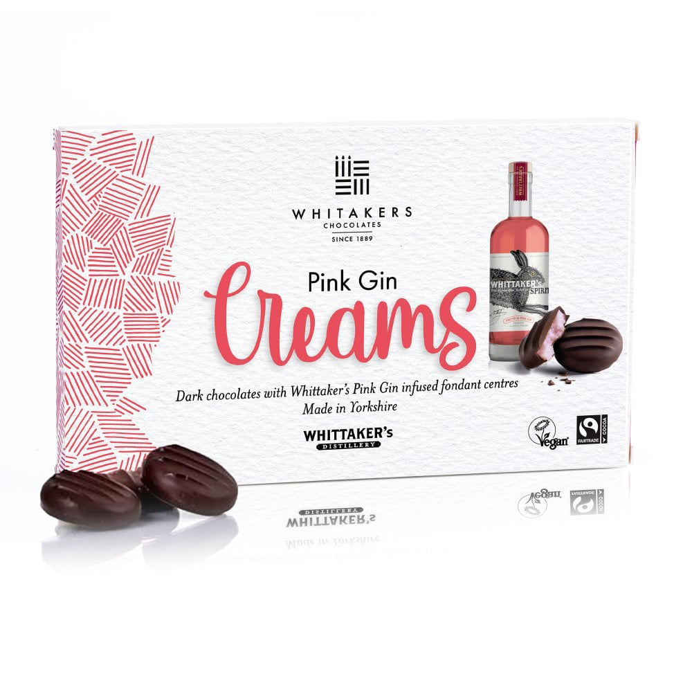 Whitakers Chocolate Dark Chocolate Pink Gin Creams 150g – 15 Pieces