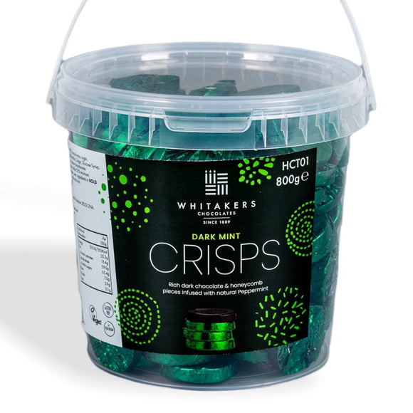 Whitakers Dark Mint Honeycomb Crisps - Bulk Tub 800g / Approx 124 Pieces