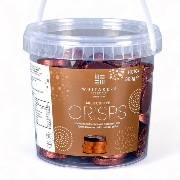 Whitakers Milk Coffee Honeycomb Crisps - Bulk Tub 800g / Approx 124 Pieces