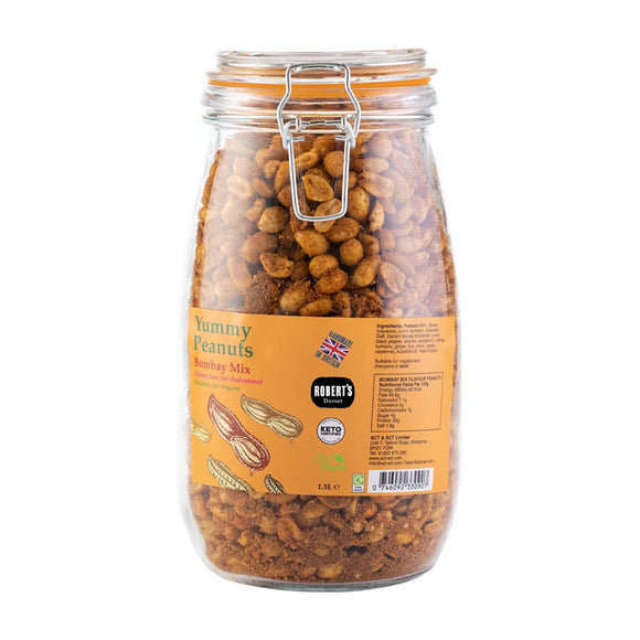 Yummy Peanut Bombay Mix Peanuts 1Kg / 1.5L Glass Jar – Handmade in Britain