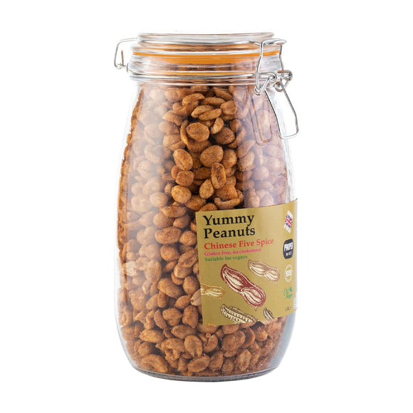 Yummy Peanut Chinese 5 Spice Peanuts 1Kg / 1.5L Glass Jar – Handmade in Britain