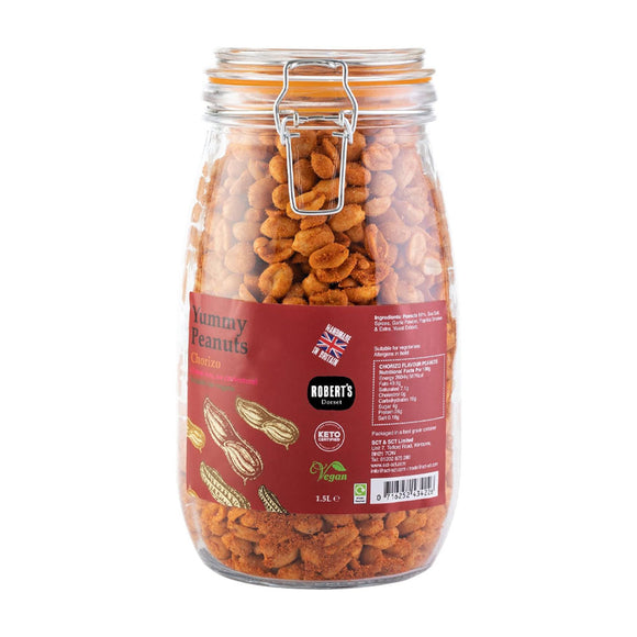 Yummy Peanut Chorizo Peanuts 1Kg / 1.5L Glass Jar – Handmade in Britain