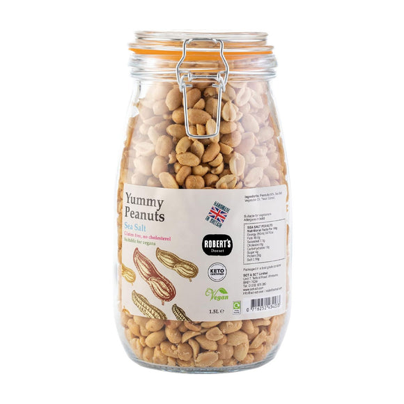 Yummy Peanut Classic Sea Salt Peanuts 1Kg / 1.5L Glass Jar – Handmade in Britain